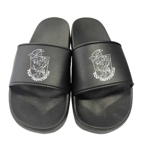 Badeschuhe Badelatschen schwarz mit Logo